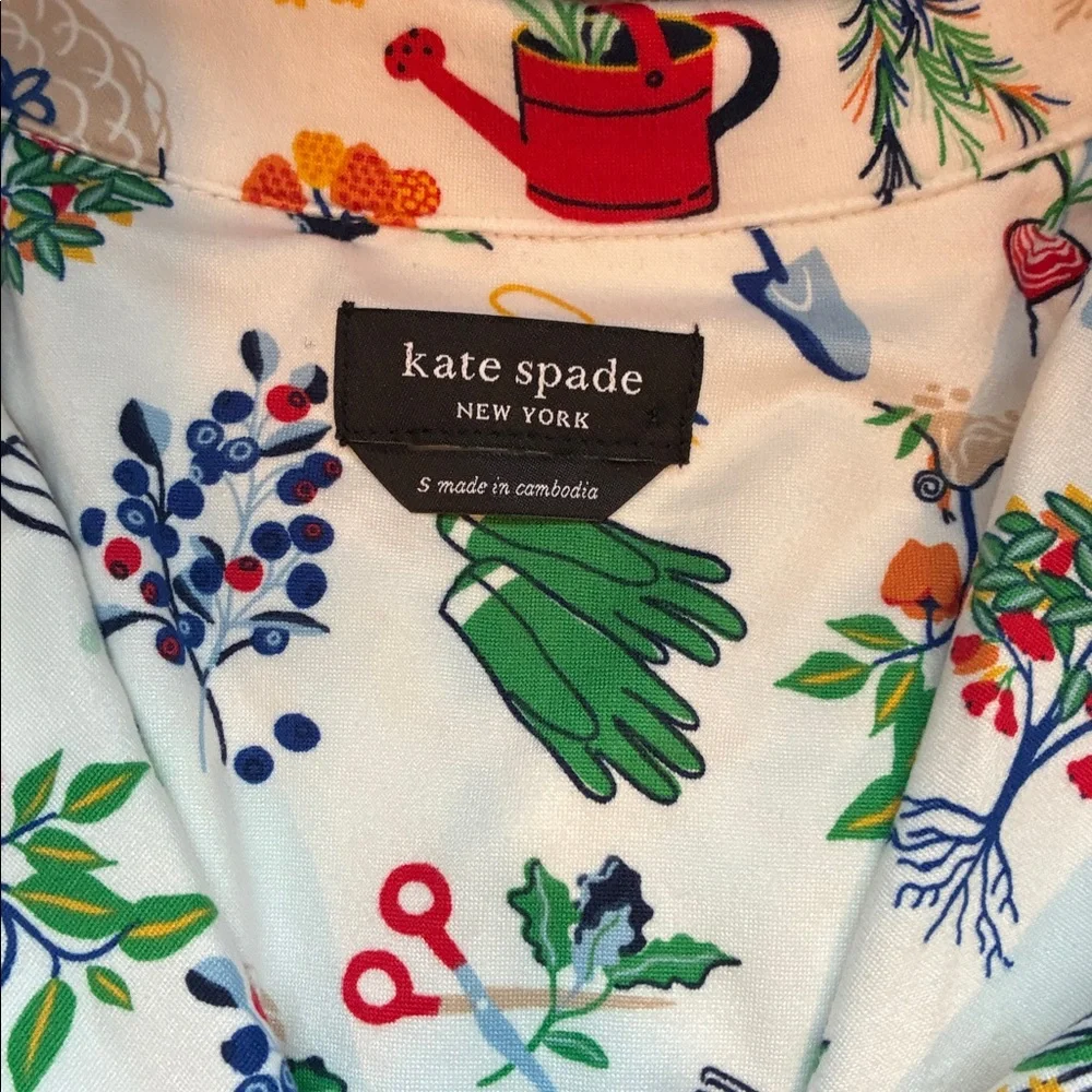 Kate Spade Pajama Set ♠️ Green Thumb Garden Design, Size Small - Picture 7 of 7